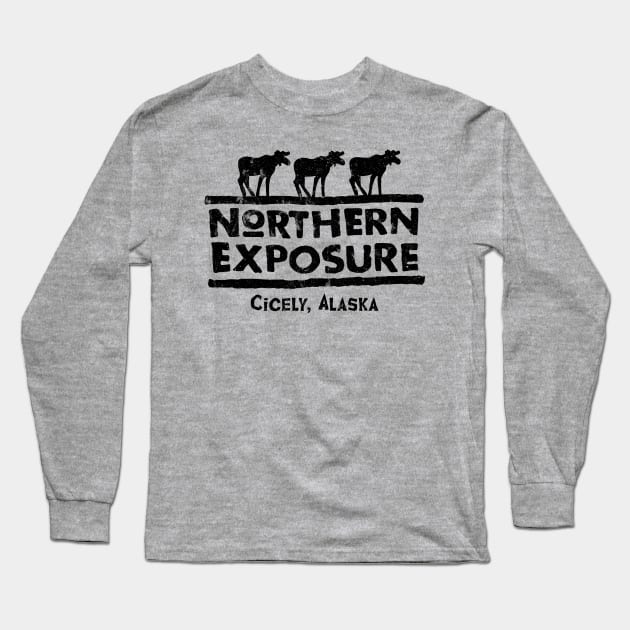 Northern Exposure Logo Worn Long Sleeve T-Shirt by Alema Art